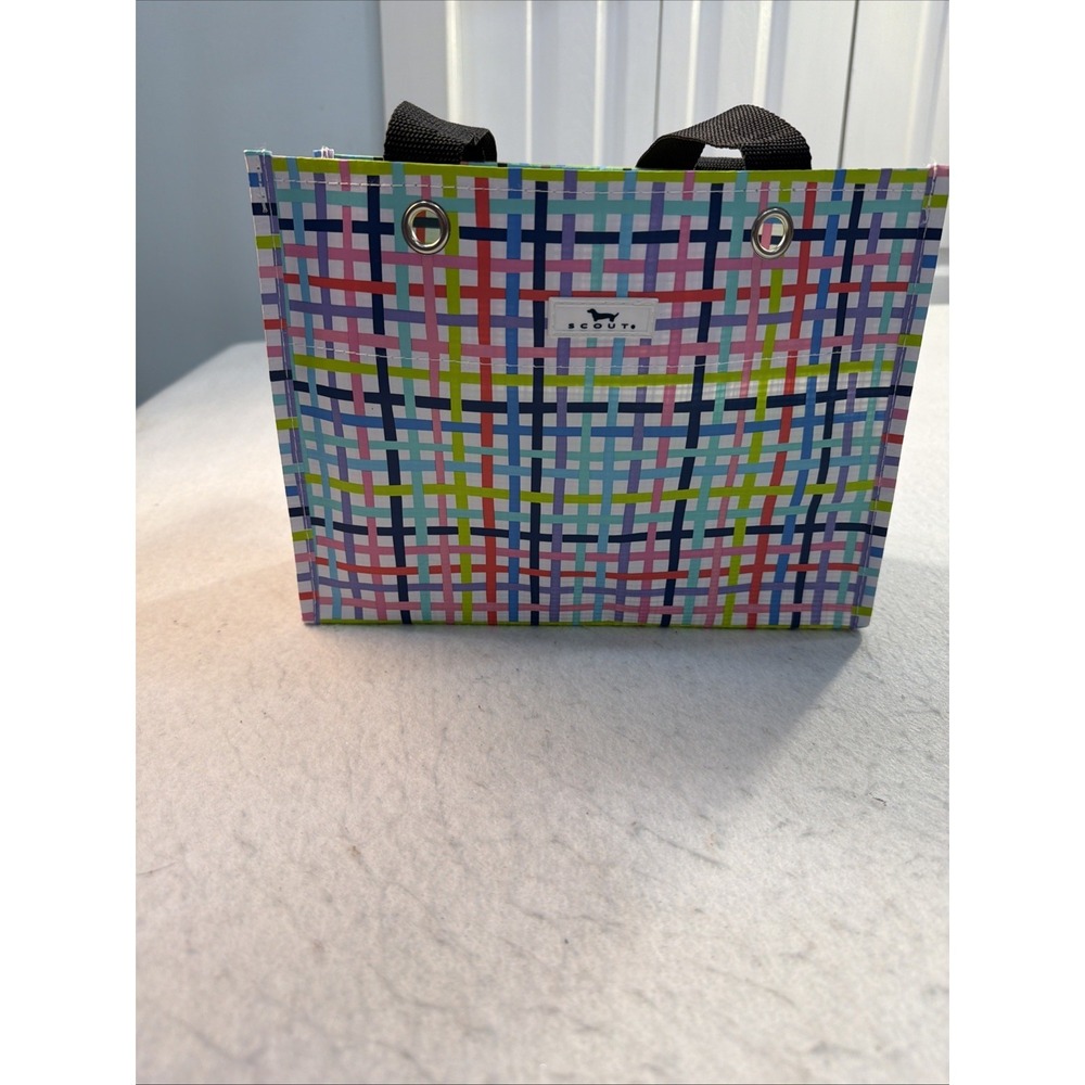 SCOUT BJ Bag Pocketette Daschund Tote Multi Color Stripe Water Resistant  Bag